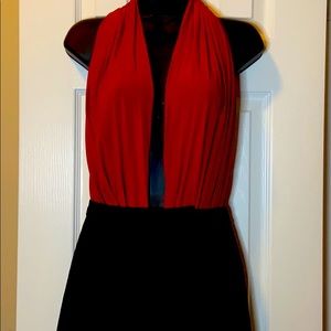 Red Draped Bodysuit